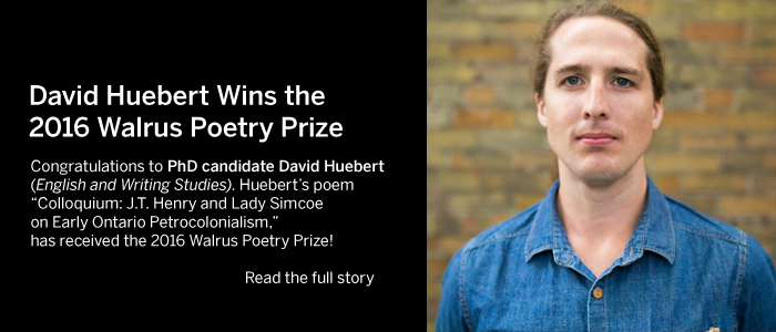 David Huebert is a Ph.D. student at Western University and a writer of poetry, fiction, and critical prose. 