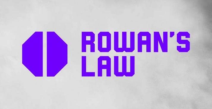 Rowan's Law on grey background with geometric shape