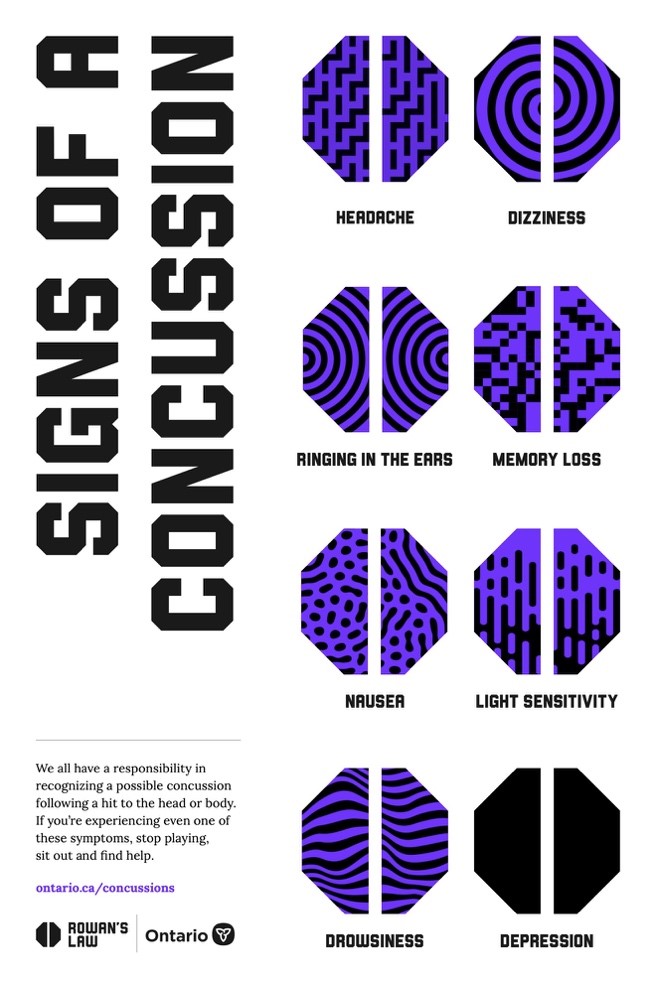 Signs of a Concussion, information in text below this graphic.