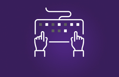 Hands on computer keyboard icon