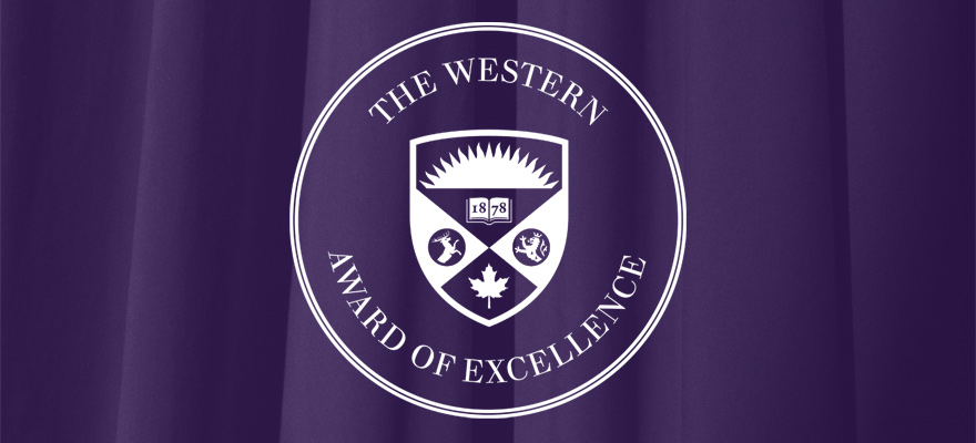 The Western Award of Excellence Logo on top of a purple theatre curtain