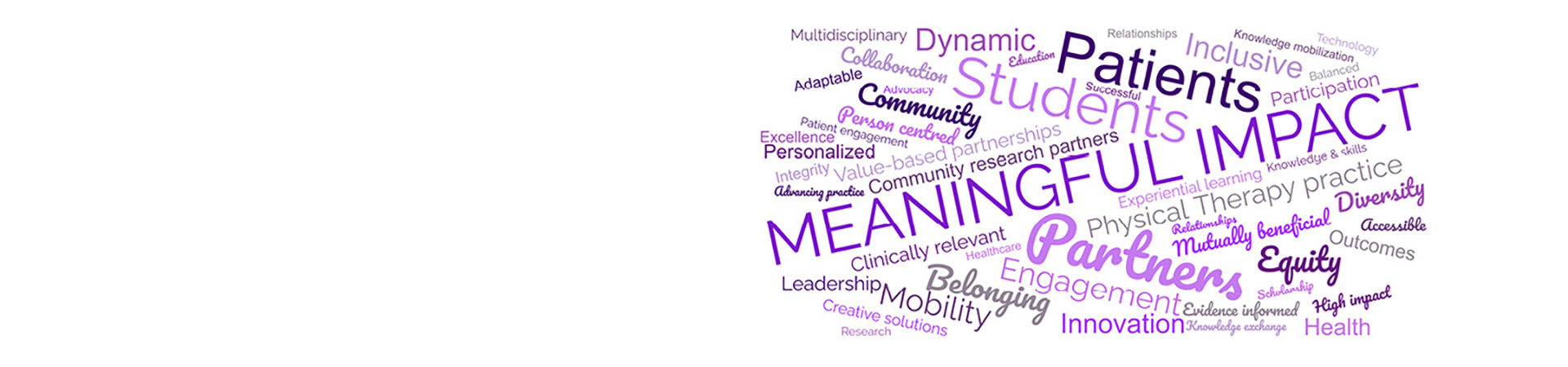 A word cloud, with the most prominent word being 'Meaningful Impact'.