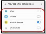 Android Select data saver apps