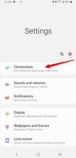 Tap Connections on the Android iPhone