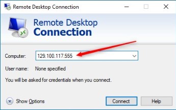 Remote Desktop Enter IP Address