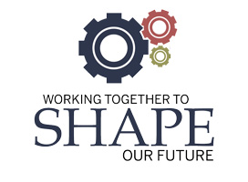 SHAPE logo consists of gears and represents working together.