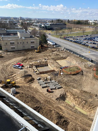 Overhead shot of the construction site