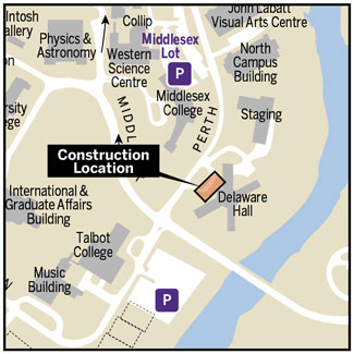 map with location on campus highlighted