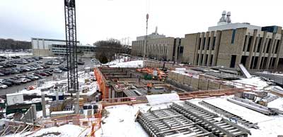 Construction site facing south from Alumni Hall.