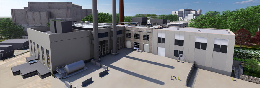 aerial perspective of the power plant addition