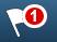 The Notification flag button with a red circle and the number one indicating one message awaits
