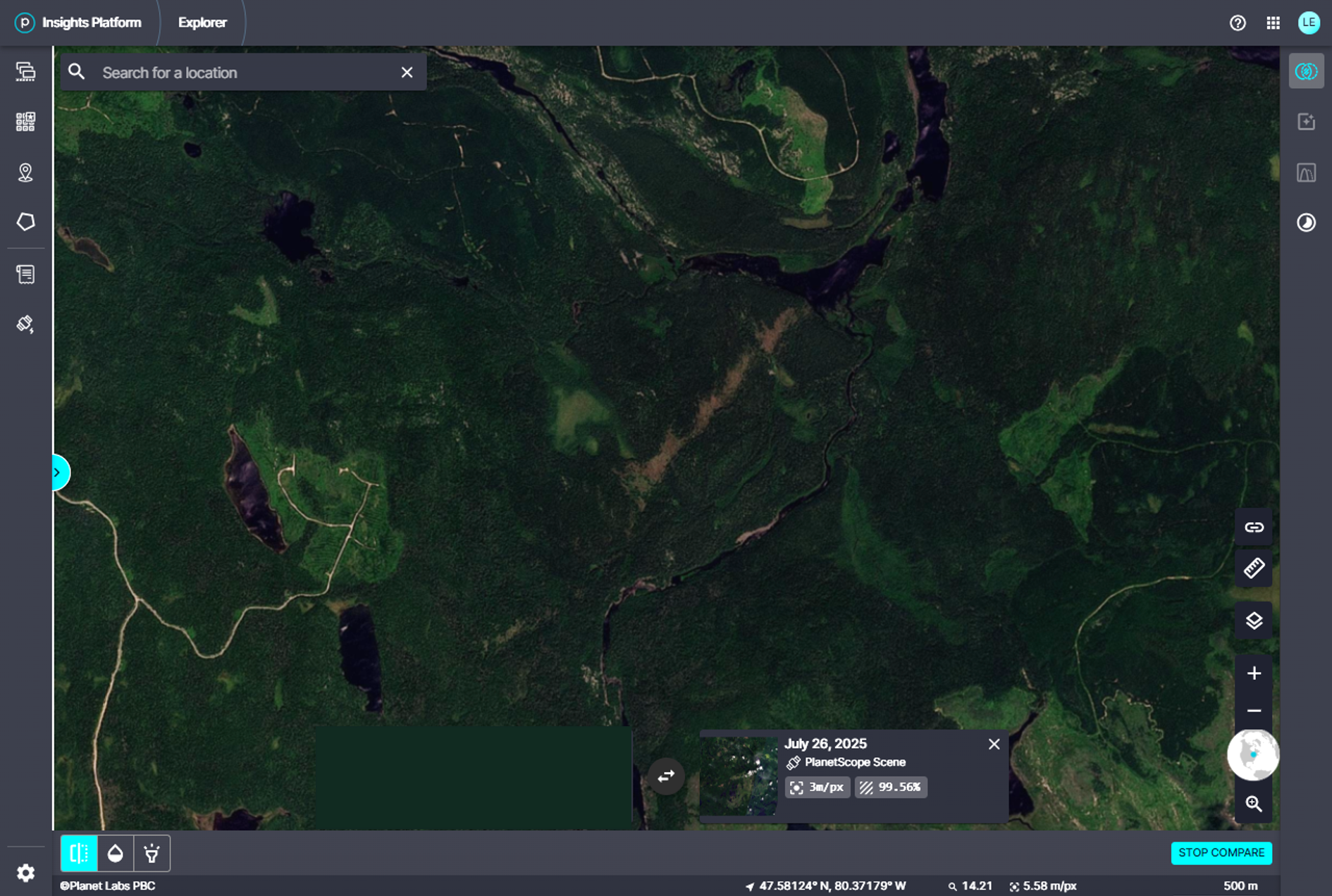 Damage on satellite image