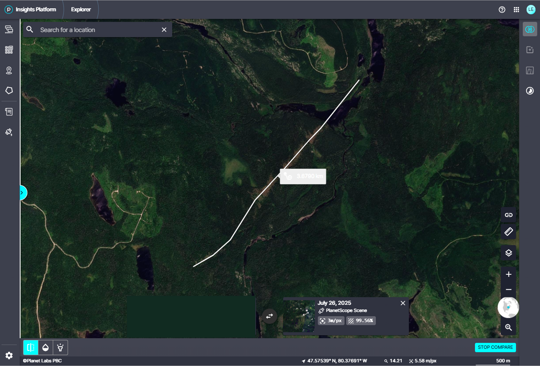 Damage on satellite image