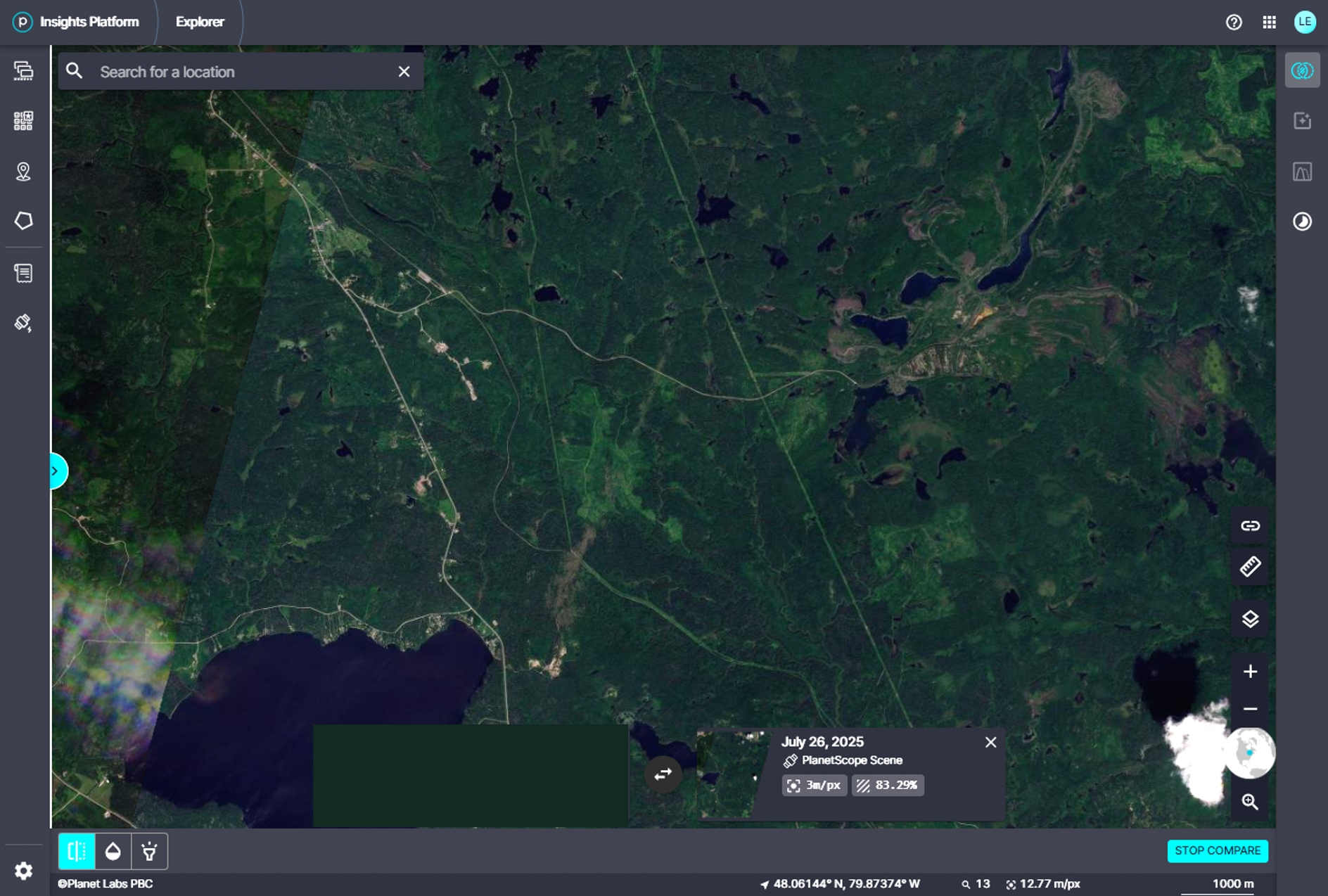 Damage on satellite image