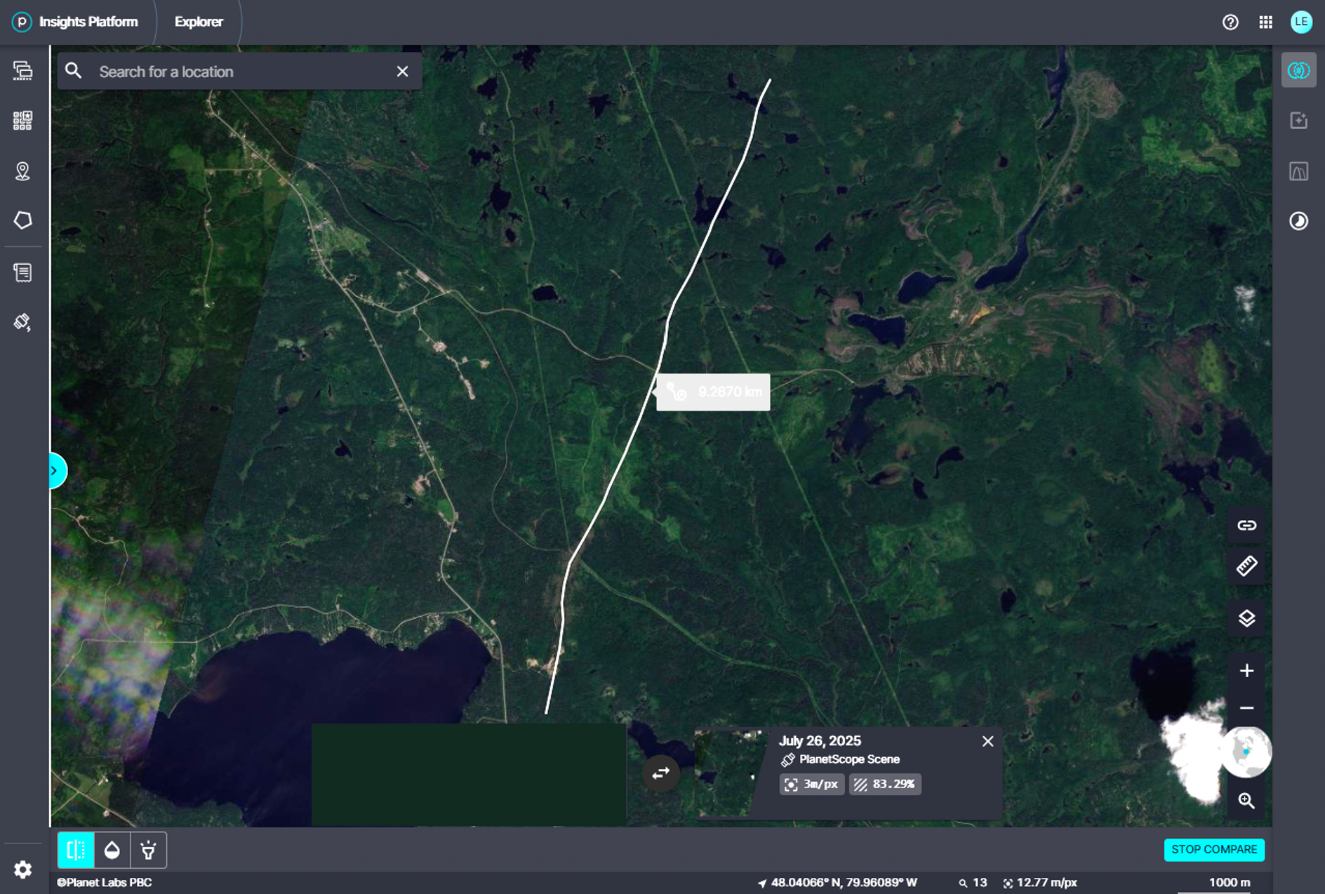 Damage on satellite image