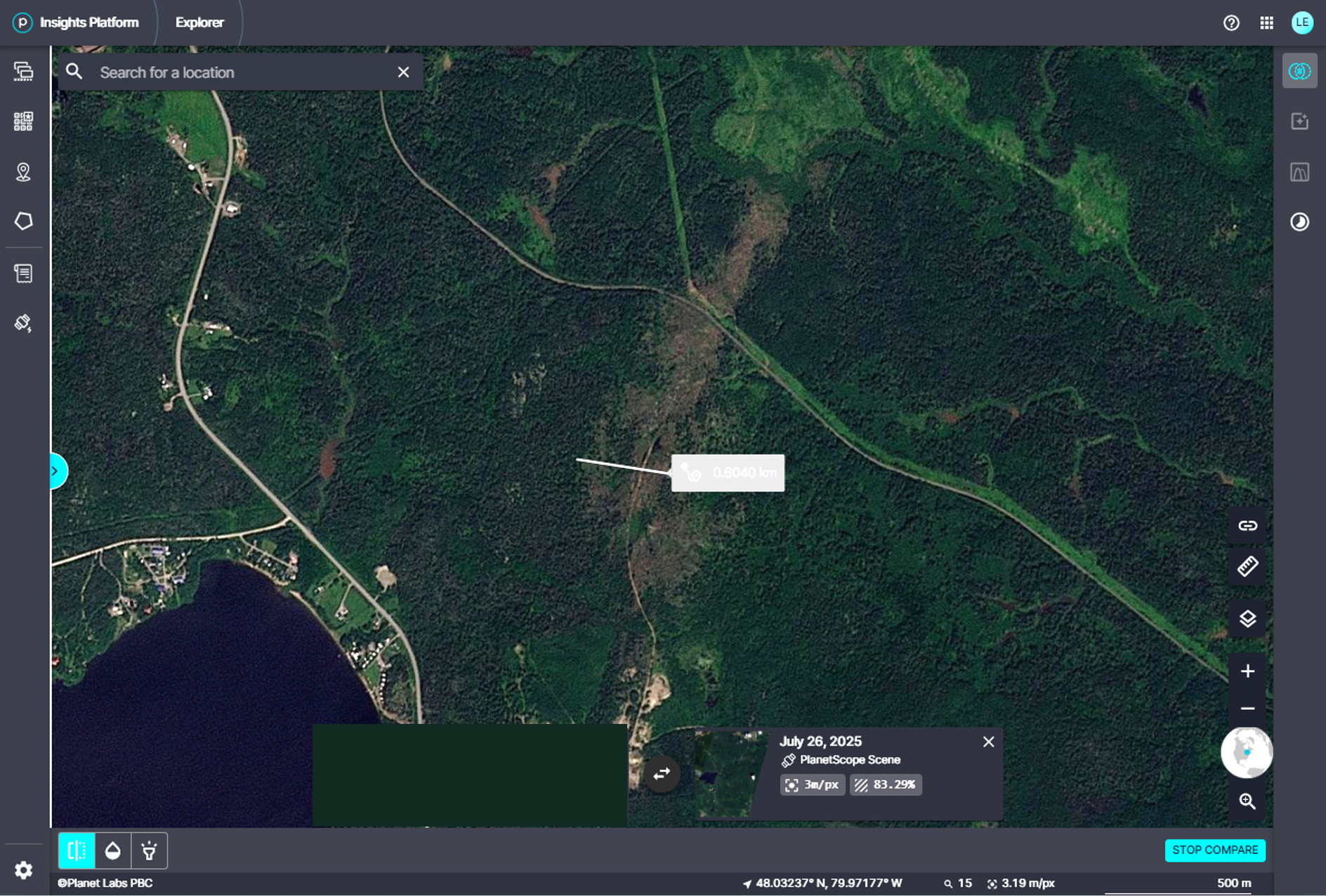Damage on satellite image