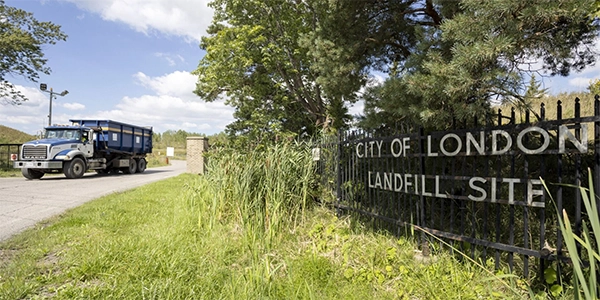 City of London Landfill sign with truck in background