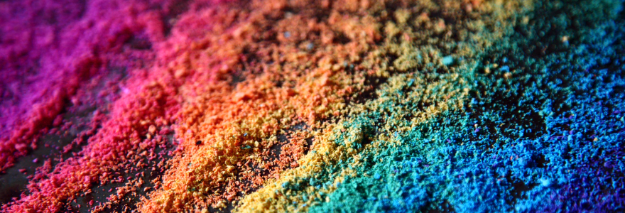 A rainbow made of shaved multicoloured chalk