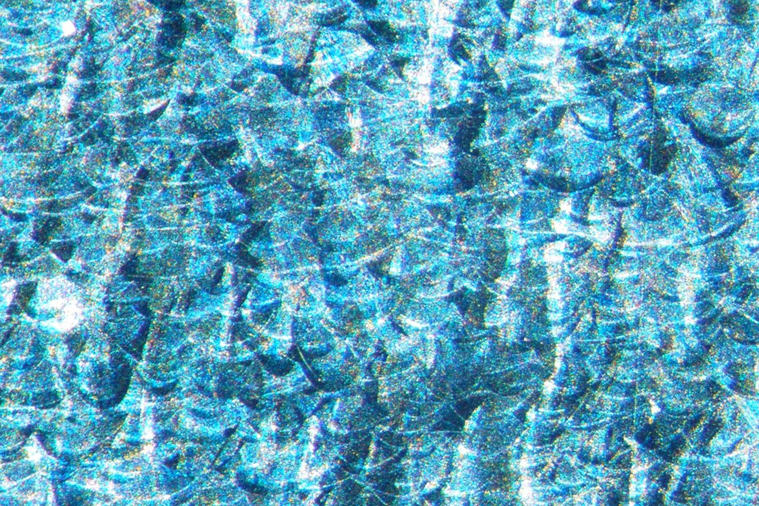 Blue material under microscope