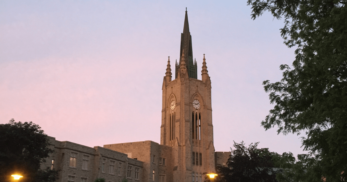 An image of Middlesex College during sunset