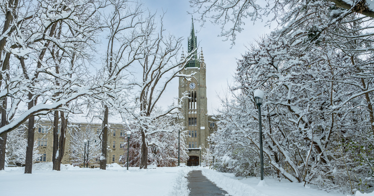 campus in the winter